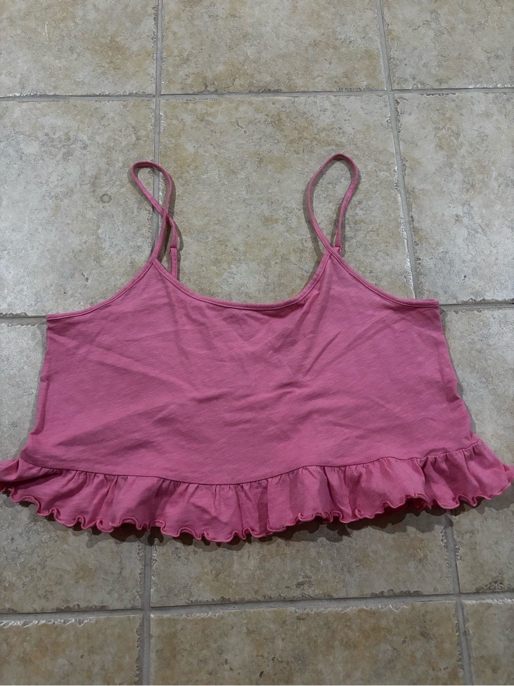 Pink Ruffle-Hem Women's Cami Crop